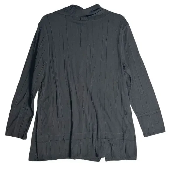 Habitat NWT Sz M Steady‎ Stream Cowl Pocket Tunic Top Linen Blend Black Crinkle - Picture 2 of 12